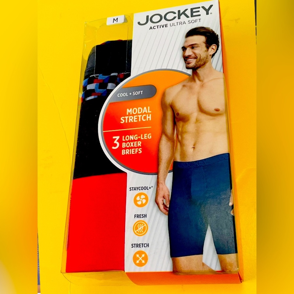 Jockey Active Ultra Soft Long Leg Boxer Brief Size M pack of 3 boxers